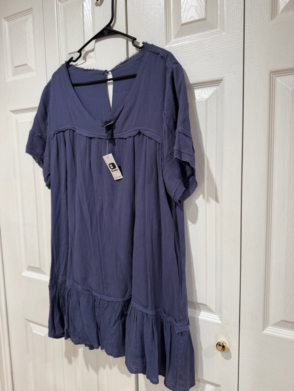 Buckle Women's Short Sleeve V-Neck Tunic - Slate Blue - Picture 2 of 9